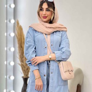مانتو جین جیب کج زاپ دار کد 4954