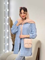مانتو جین جیب کج زاپ دار کد 4954 - تصویر 5
