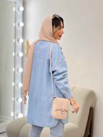 مانتو جین جیب کج زاپ دار کد 4954 - تصویر 7