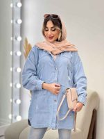 مانتو جین جیب کج زاپ دار کد 4954 - تصویر 3