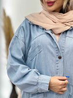 مانتو جین جیب کج زاپ دار کد 4954 - تصویر 6