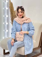 مانتو جین جیب کج زاپ دار کد 4954 - تصویر 4