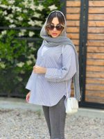 شومیز ترکیبی راه راه کد 4958 - تصویر 10