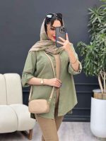مانتو لینن رنگی بغل پنج دکمه کد 4957 - تصویر 15