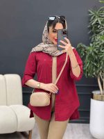 مانتو لینن رنگی بغل پنج دکمه کد 4957 - تصویر 24