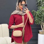 مانتو لینن رنگی بغل پنج دکمه کد 4957
