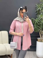 مانتو لینن رنگی بغل پنج دکمه کد 4957 - تصویر 7