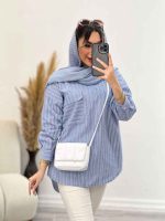مانتو راه راه جلو بسته تک جیب کد 4966 - تصویر 7