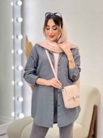 مانتو کتان دو جیب پرند کد 4950 - تصویر 30