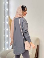 مانتو کتان دو جیب پرند کد 4950 - تصویر 17