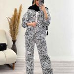 ست شومیز و شلوار طرح پلنگی کد 4910