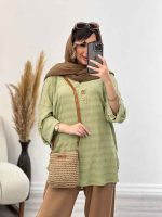 مانتو جلو بسته آستین پاگن شیما کد 4967 - تصویر 4
