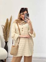 مانتو جلو بسته آستین پاگن شیما کد 4967 - تصویر 3