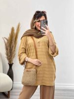 مانتو جلو بسته آستین پاگن شیما کد 4967 - تصویر 2