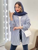 شومیز راه راه برش دار کد 4969 - تصویر 4