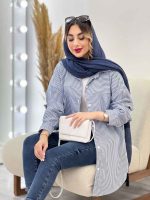 شومیز راه راه برش دار کد 4969 - تصویر 8