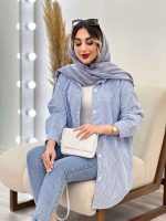 شومیز راه راه برش دار کد 4969 - تصویر 2