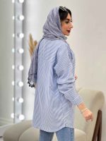 شومیز راه راه برش دار کد 4969 - تصویر 5