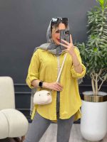 مانتو لینن رنگی بغل پنج دکمه کد 4872 - تصویر 3