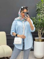 مانتو لینن رنگی بغل پنج دکمه کد 4957 - تصویر 2