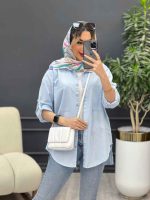 مانتو لینن رنگی بغل پنج دکمه کد 4872 - تصویر 4