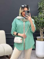 مانتو لینن رنگی بغل پنج دکمه کد 4957 - تصویر 3