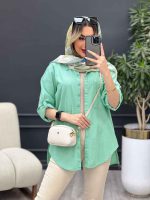 مانتو لینن رنگی بغل پنج دکمه کد 4872 - تصویر 2