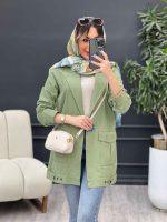 مانتو دو جیب پاکتی پایین پاگن کد 4780 - تصویر 2
