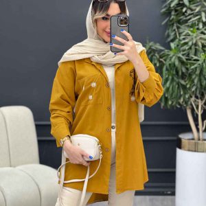 مانتو لینن تک جیب گلدوزی کد 4775