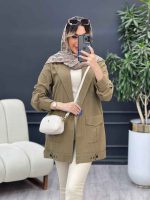مانتو دو جیب پاکتی پایین پاگن کد 4780 - تصویر 3