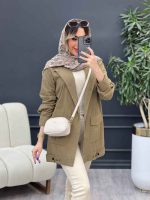 مانتو دو جیب پاکتی پایین پاگن کد 4780 - تصویر 10