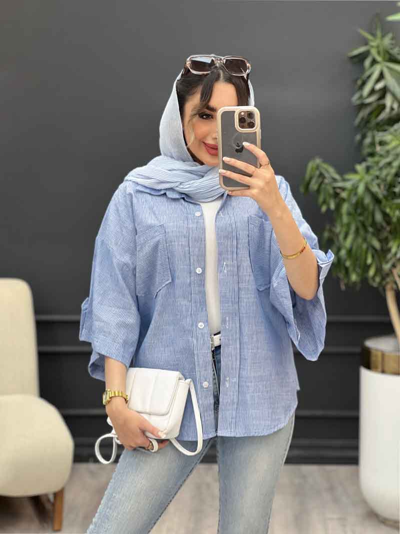 شومیز راه راه نگار کد 5066 شومیز راه راه نگار کد 5066