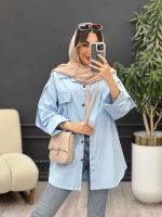 مانتو جیب کراواتی آستین پاکتی کد 5027 - تصویر 2