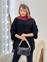 مانتو کمر چین جلو بند دار کد 5037 - تصویر 2