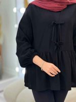 مانتو کمر چین جلو بند دار کد 5037 - تصویر 4