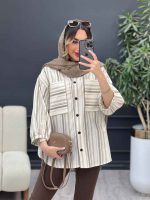 مانتو دو جیب آستین چین کد 4960 - تصویر 3