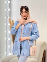 مانتو جین برش دار دو جیب کد 4974