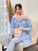 مانتو جین برش دار دو جیب کد 4974 - تصویر 4