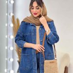 مانتو جین برش دار دو جیب کد 4974