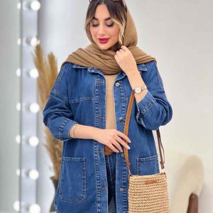 مانتو جین برش دار دو جیب کد 4974