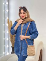 مانتو جین برش دار دو جیب کد 4974 - تصویر 2