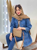 مانتو جین برش دار دو جیب کد 4974 - تصویر 7