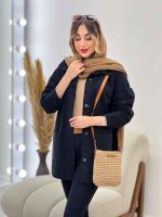 مانتو جین برش دار دو جیب کد 4974 - تصویر 3