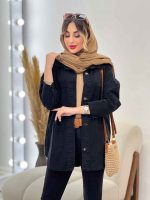 مانتو جین برش دار دو جیب کد 4974 - تصویر 9