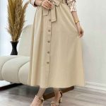 دامن لینن کمرکش کد 4708