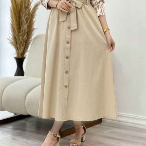 دامن لینن کمرکش کد 4708