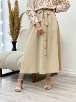 دامن لینن کمرکش کد 4708 - تصویر 6