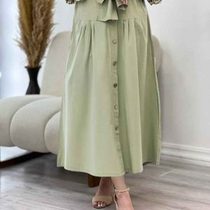 دامن لینن جلو دکمه کد 4694