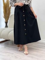 دامن لینن جلو دکمه کد 4694 - تصویر 3