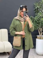 مانتو پشت دکمه دو جیب کد 4981 - تصویر 4